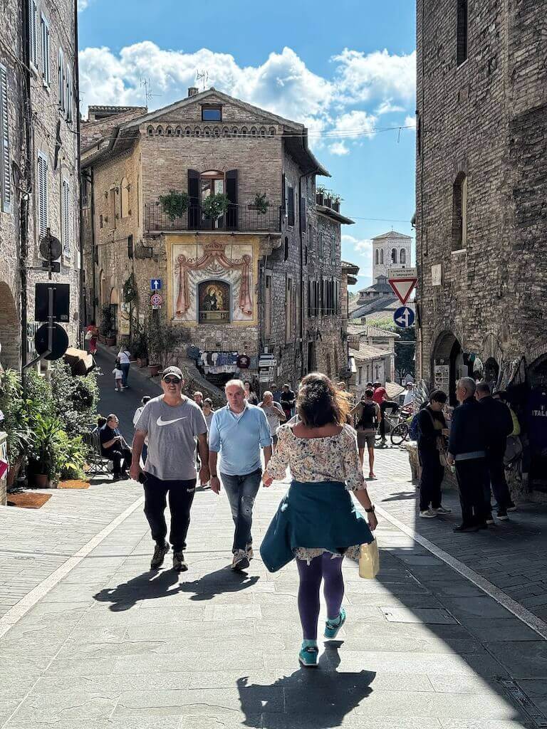 quaint street in the historic center of Assisi.