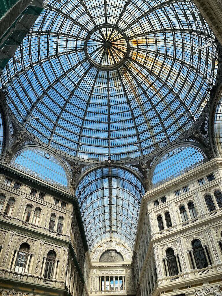The impressive ceiling of Galleria Umberto I