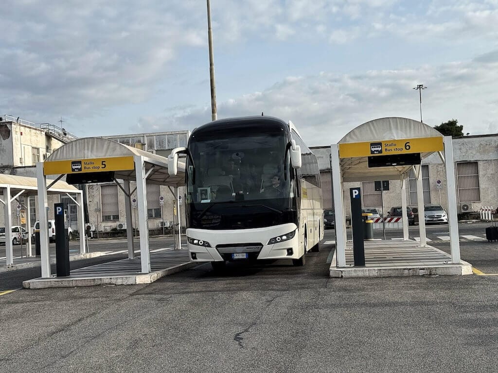 The bus stop in Ciampino Airport