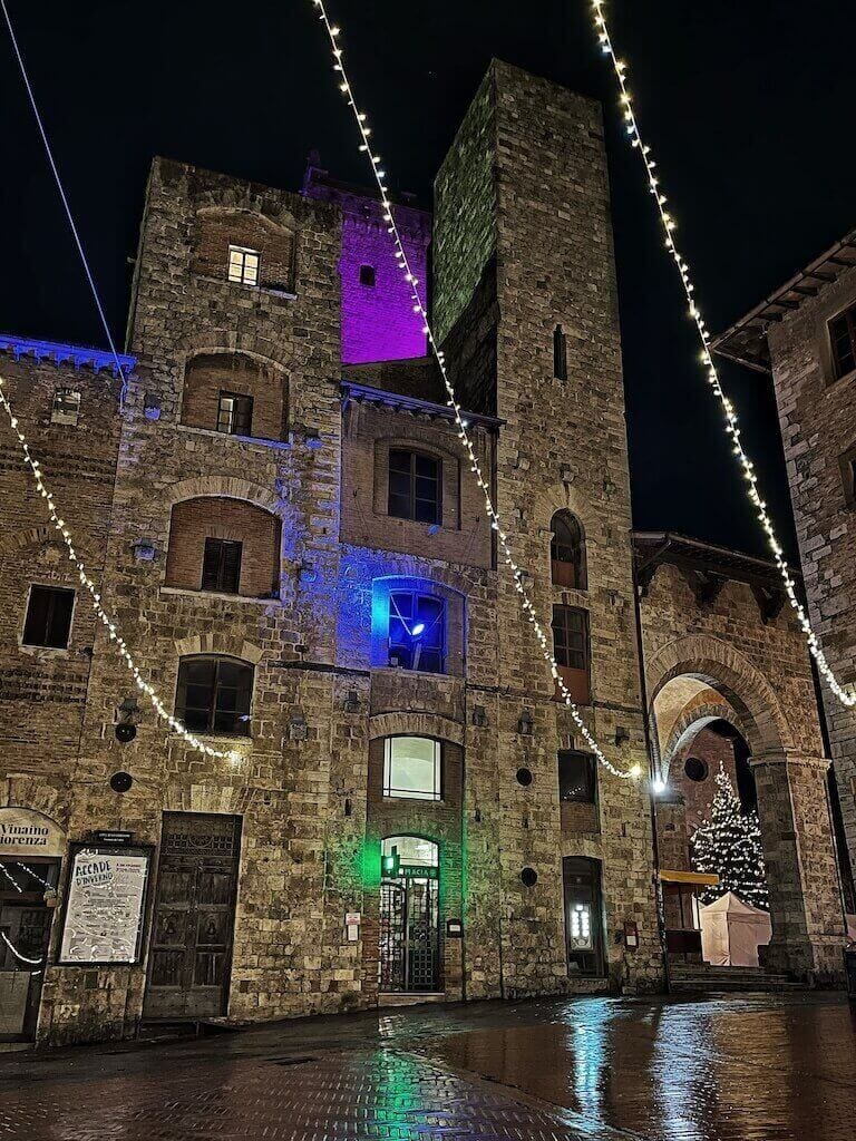 San Gimignano Italy at night.