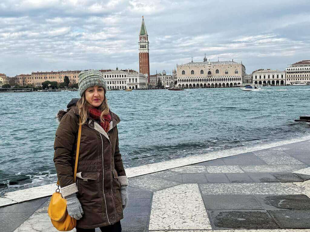 Posing for views in San Giorgio Maggiore Island