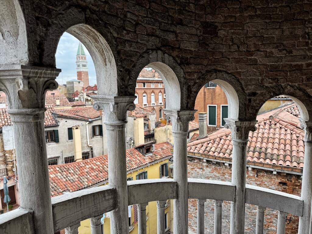 Going up the Scala Contarini del Bovolo in Venice