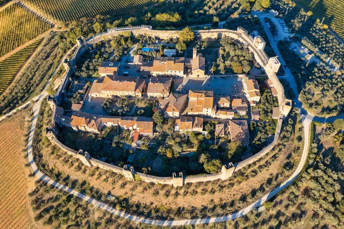 Drone photo of Monteriggioni.