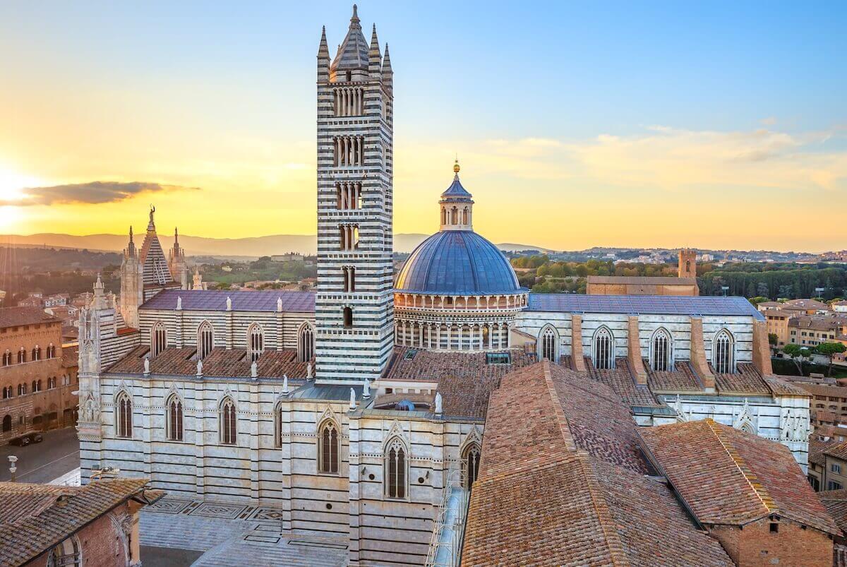 Sunset over Siena, one of the most beautiful towns in Tuscany.