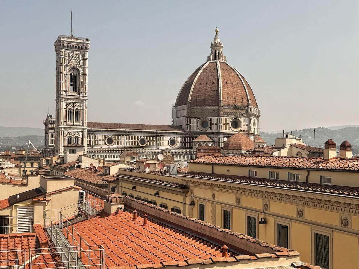 Florence Duomo as seen from the Corridoio Vasariano in the Uffizi Gallery.