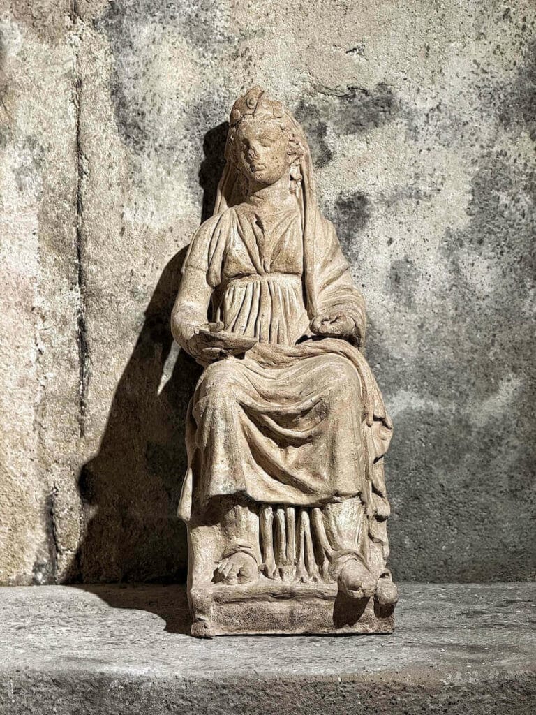 A statue of the exhibit of the Etruscan Museum in Viterbo