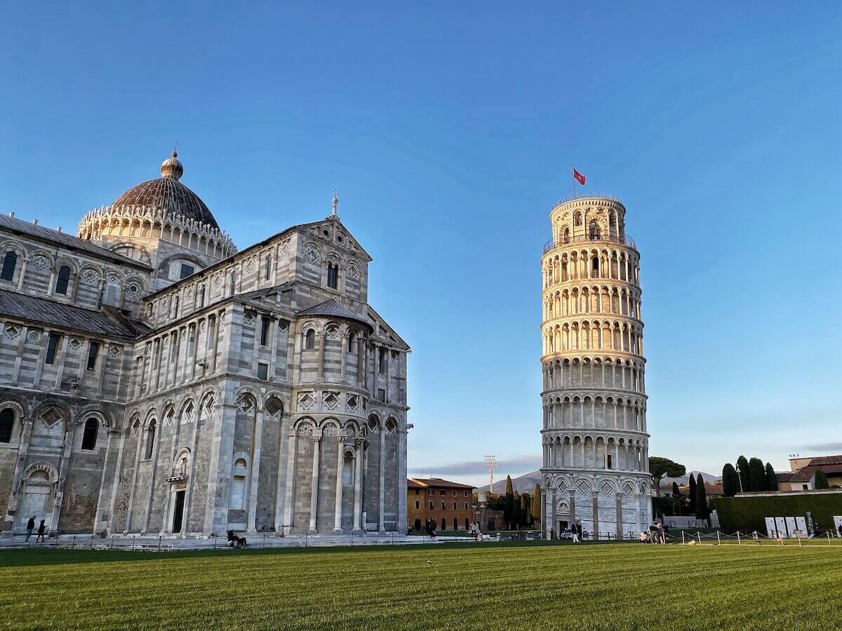 Iconic leaning tower of Pisa is one of the best places to visit in Tuscany.