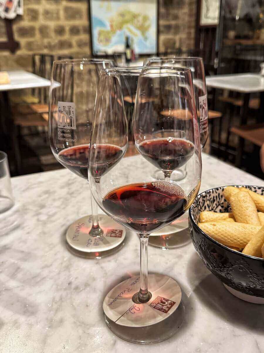 Wine tasting in Montalcino Tuscany.