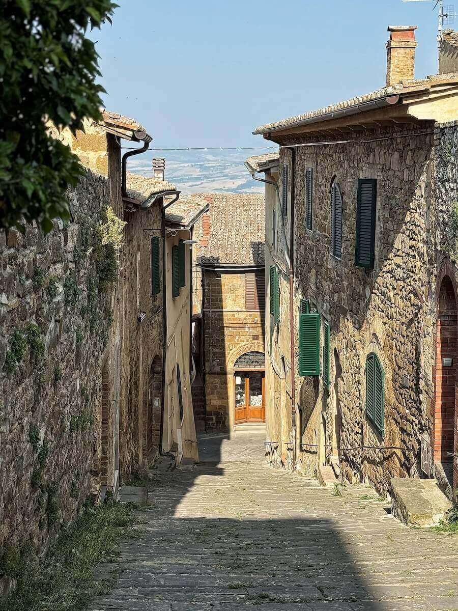 Street in the historic center of Montalcino Tuscany.