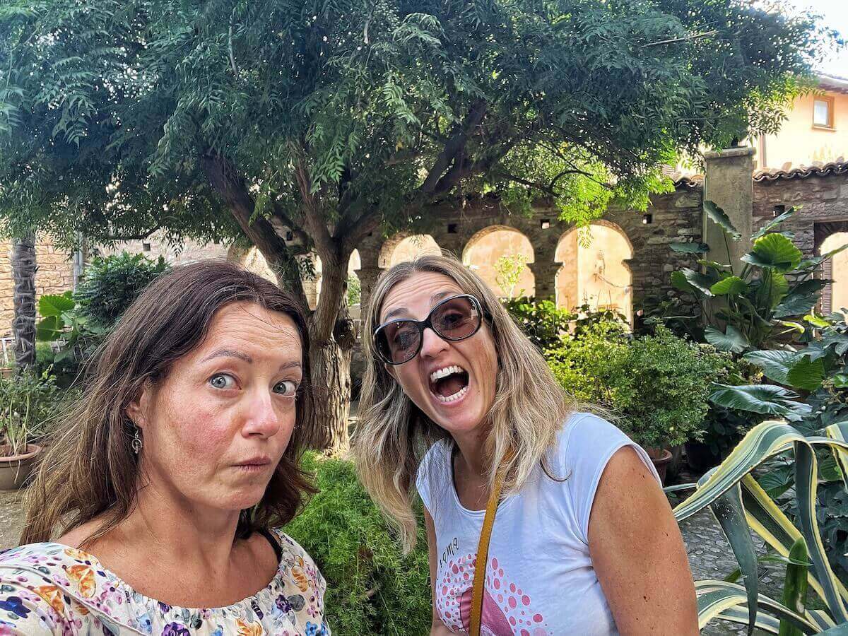 With my sister, being silly in Spello.