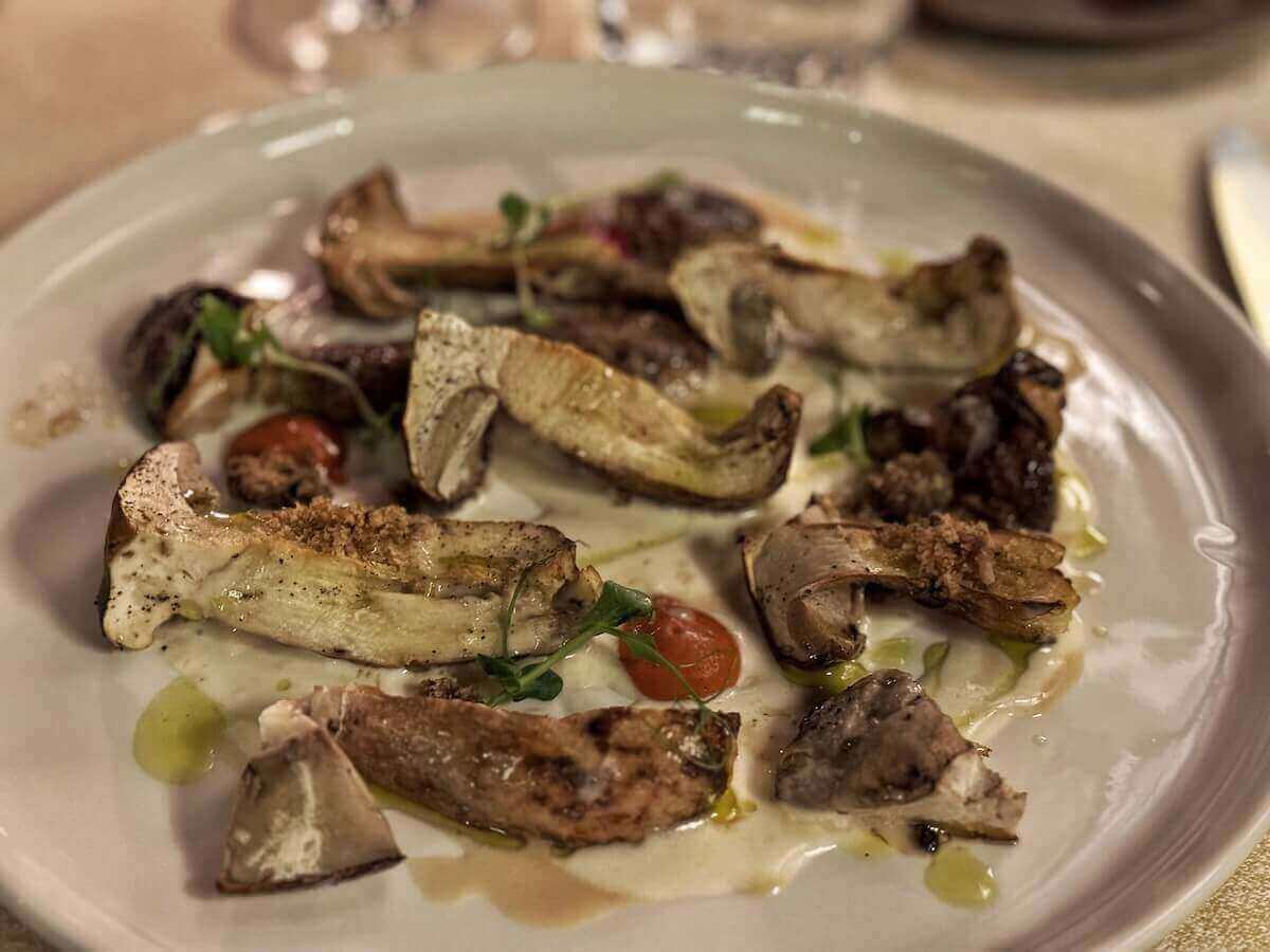 Delicious porcini mushrooms in Spoleto.
