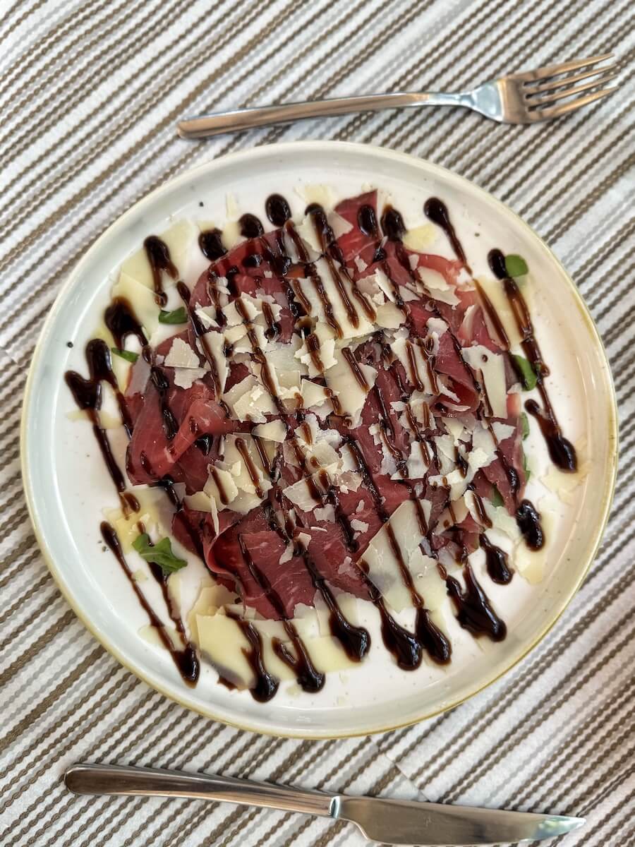 Delicious beef carpaccio.