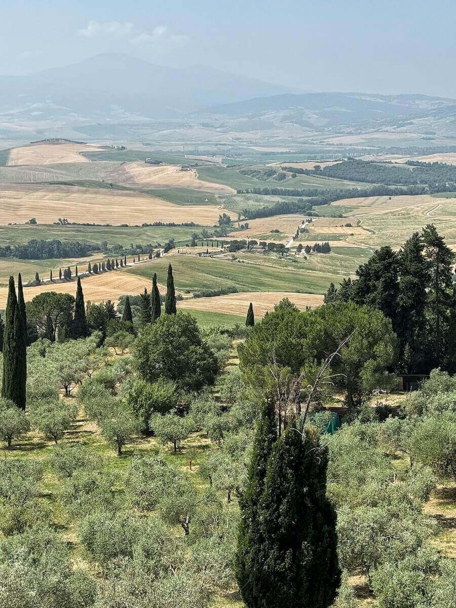 Rolling hills of Val d'Orcia.