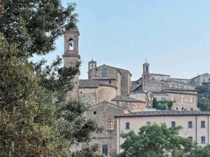 View of Montepulciano Italy approaching the town.