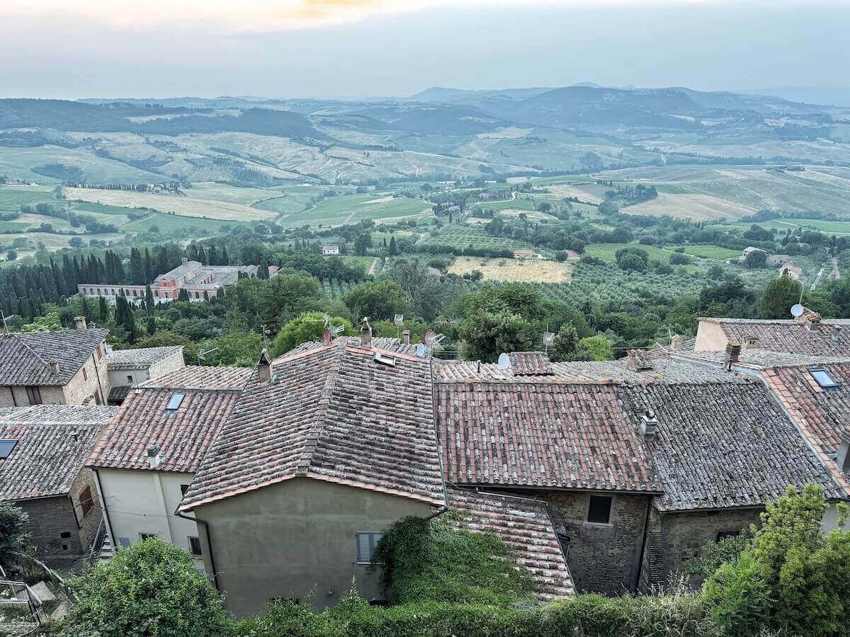 Sunset from Vicolo del Leone in Montepulciano.