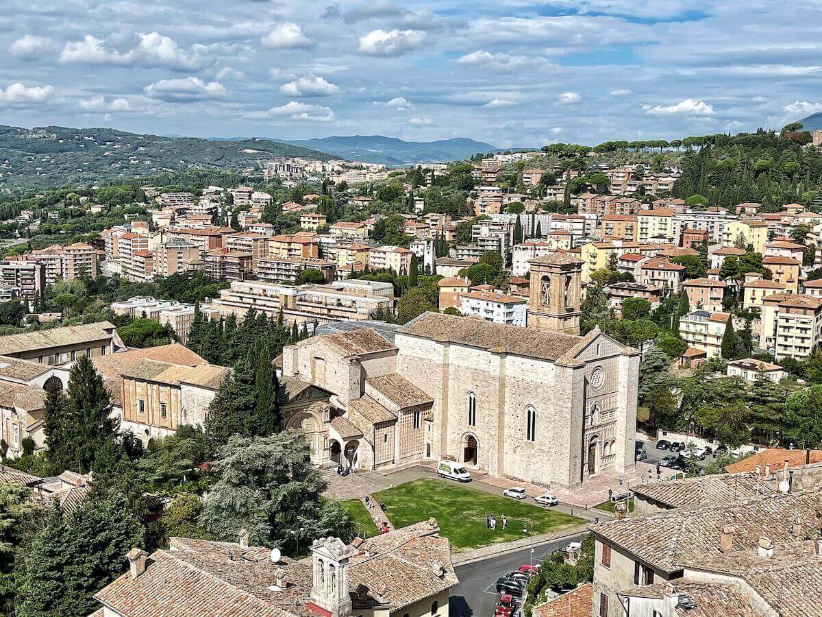 Church in Perugia as seen from the hill.