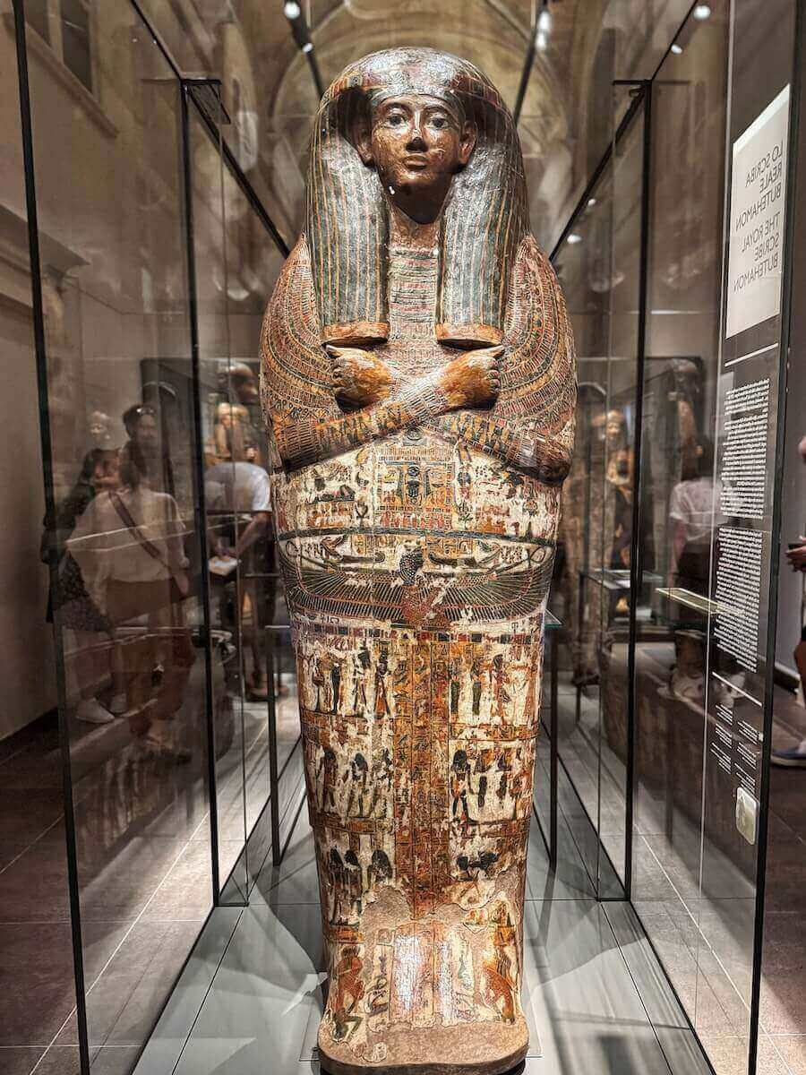 Egyptian sarcophagus at the Egyptian Museum in Turin.