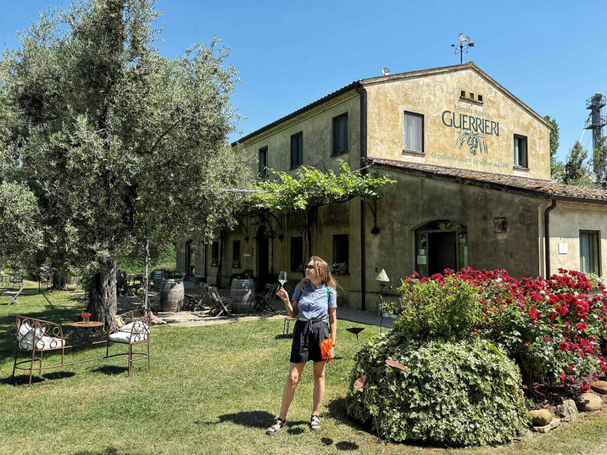 Tasting wine at Azienda Agraria Guerrieri.