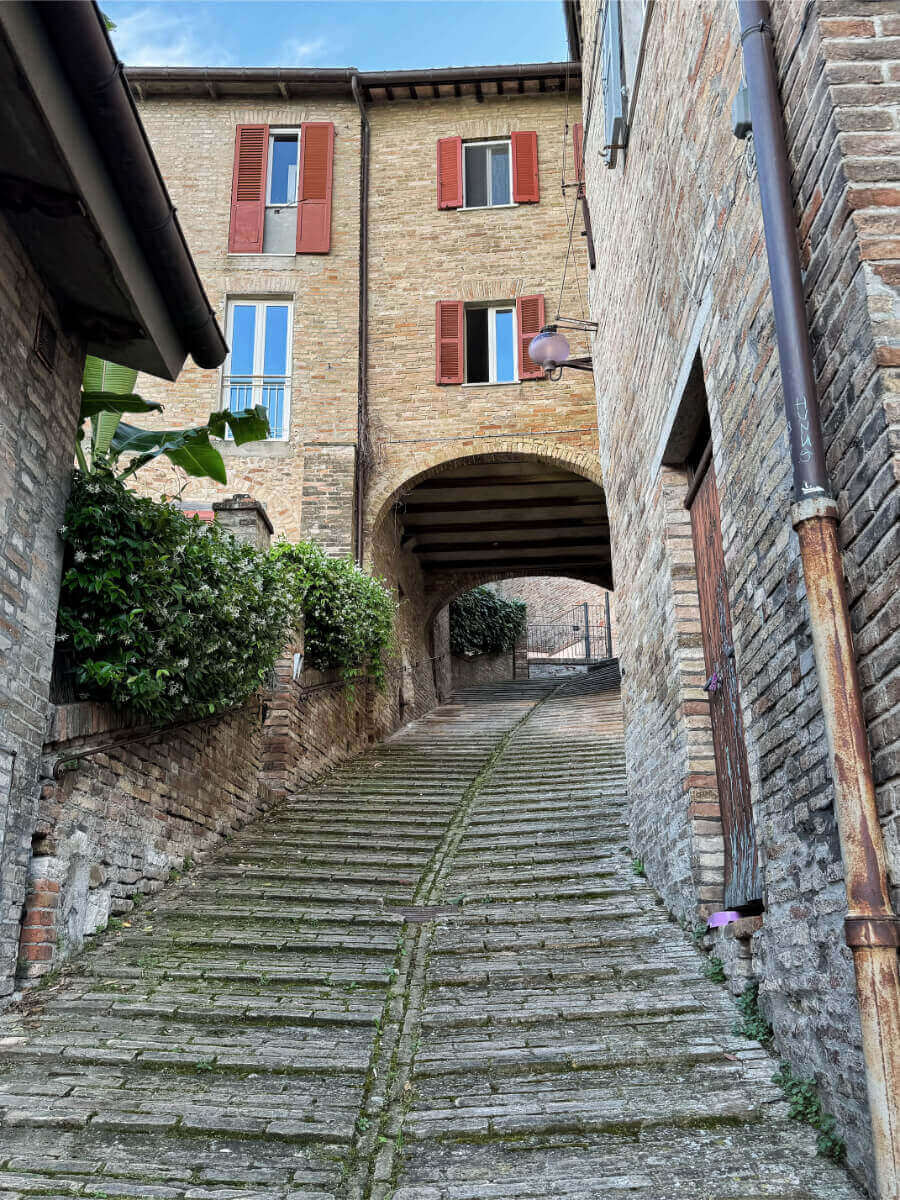 Steep staircase in Urbino.
